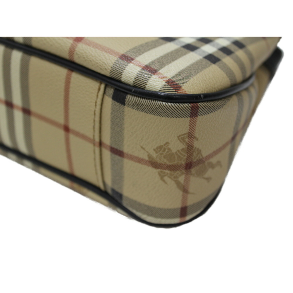 BURBERRY Shoulder Tote Bag Beige Tan Dark Brown Black Leather - Picture 5 of 7